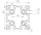Technische Zeichnung mit Maßen 9090 Aluminium-Nutprofil 90x90 10mm Nut B-Typ kompatibel