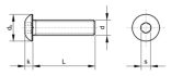 Linsenkopfschraube mit Innensechskant M5x16 ISO 7380 Maßzeichnung L dₖ k s