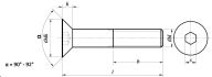 Senkschraube mit Innensechskant M6x12 ISO 10642 DIN 7991 Maßzeichnung l dₖ k s α