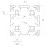 Technische Zeichnung Aluminium Nutprofil 6060 60x60mm 8mm T-Nut Maße